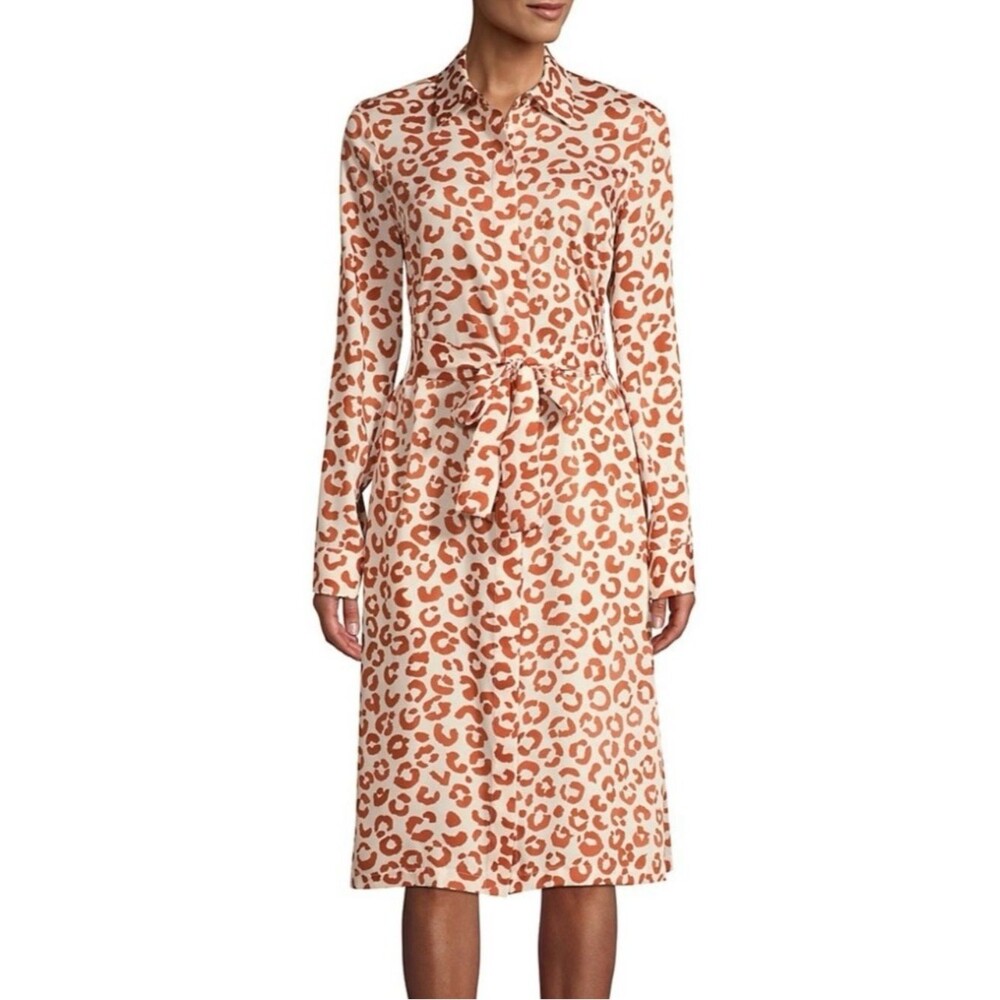 Lafayette 148 New York Mona Printed Shirt Midi Dress Size Medium